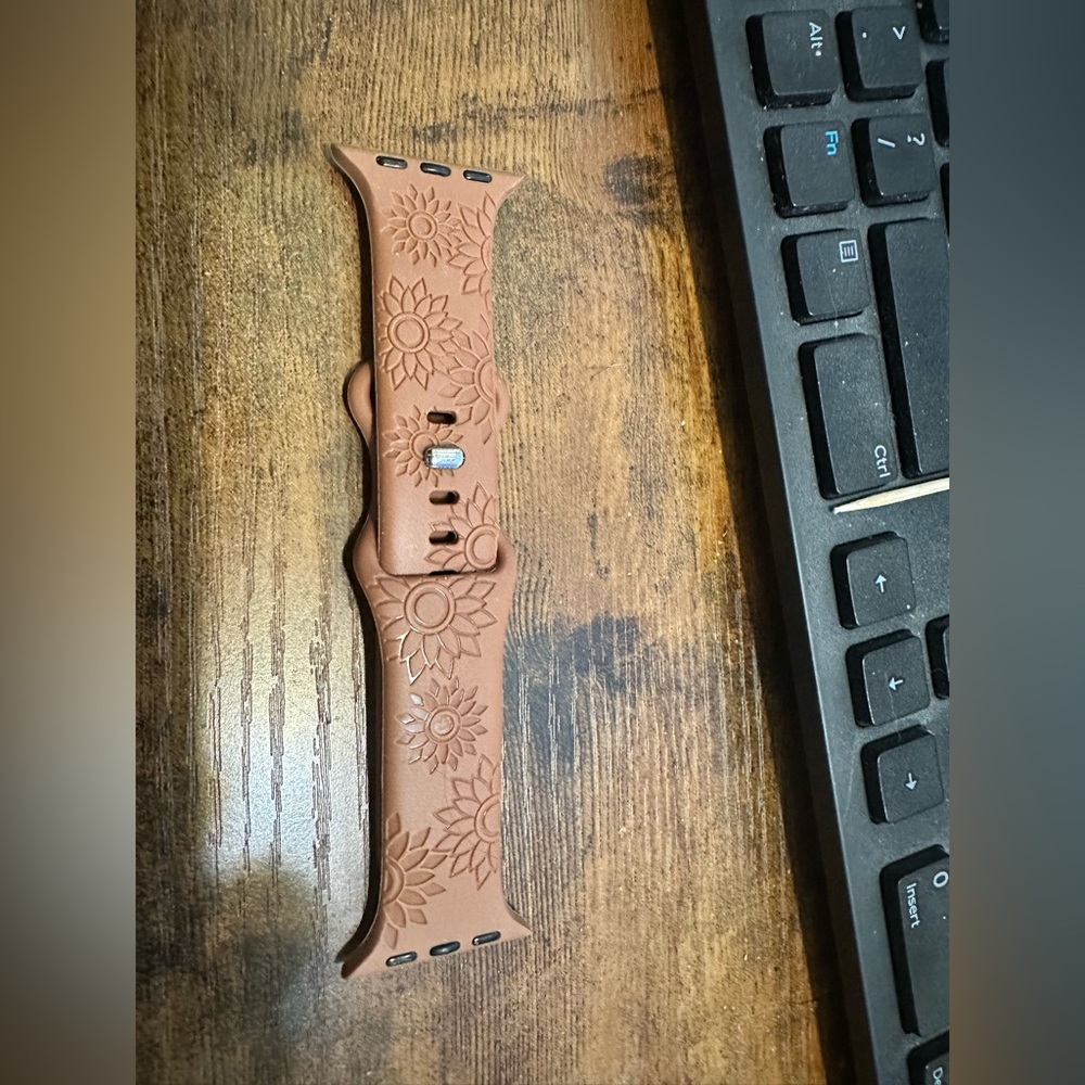 Brown Floral Watch Band Compatible w/Apple Watch Series 1 through 10
